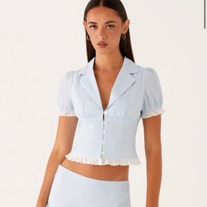 Peppermayo Sky Blue Striped Blouse